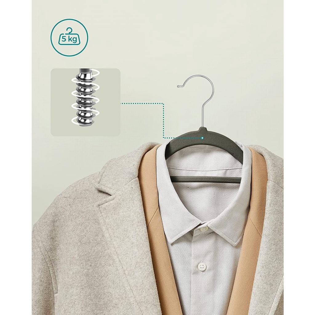 Móc Treo Quần Áo Songmics Velvet Coat Hanger 50 Cái, Bọc Nhung, Độ Mở Lý Tưởng Treo Quần Áo, Nhập Đức