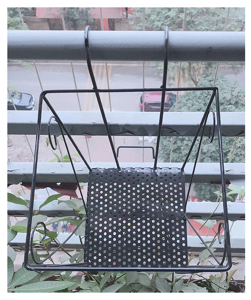 10 Giỏ Sắt 24x23cm Hình Vuông Màu ĐEN Treo Chậu Hoa Lan Can Ban Công