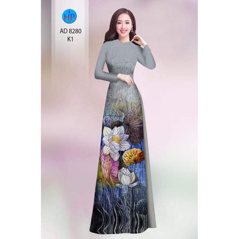 Vải áo dài họa tiết hoa sen