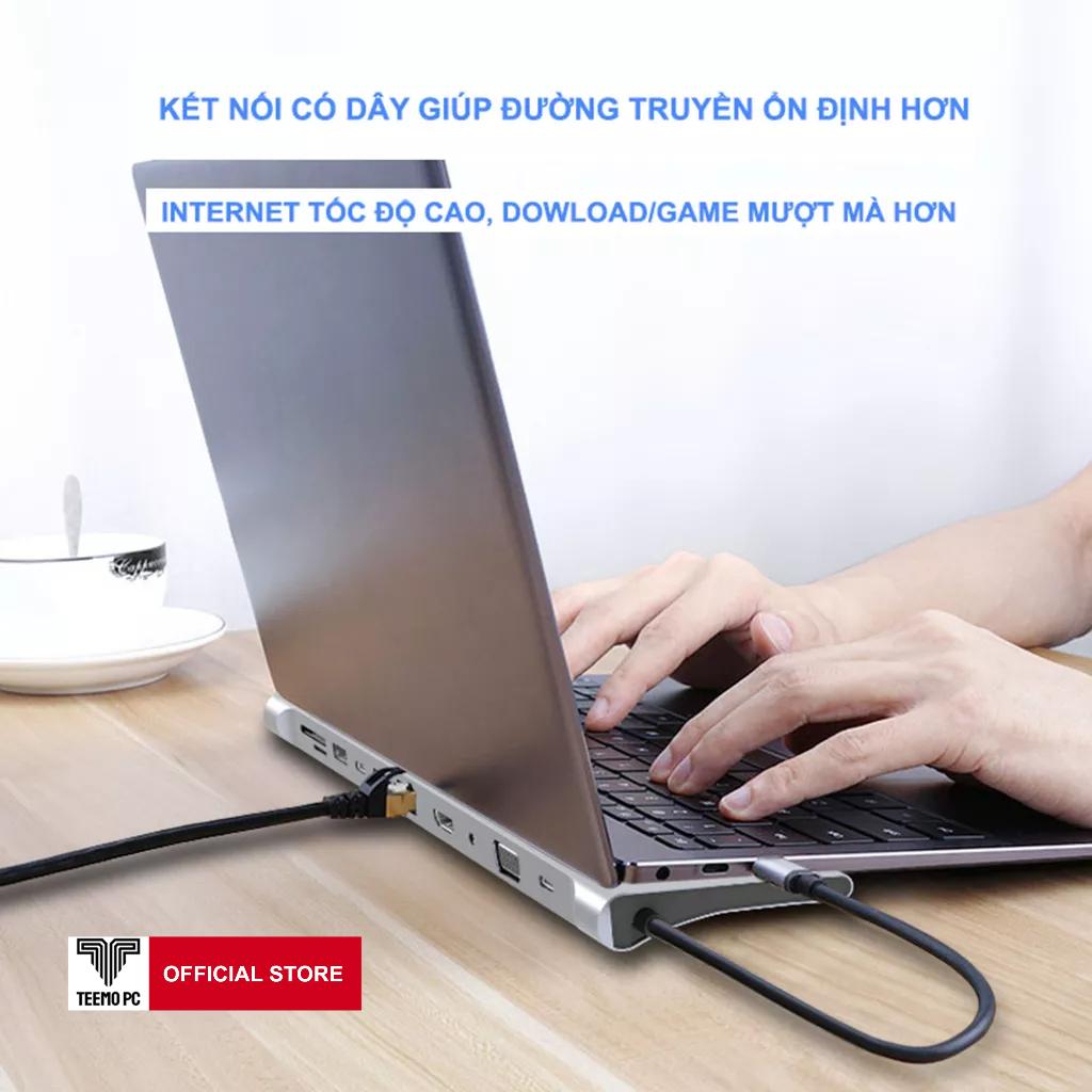 HUB Type C Chia 11 in 1 to HDMI VGA SD/TF  Audio USB RJ45 Cổng Dùng Cho Laptop MacBook Surface, Các Loại Điện Thoại Tablet Dùng Cổng USB - C TEEMO PC Hàng Chính Hãng