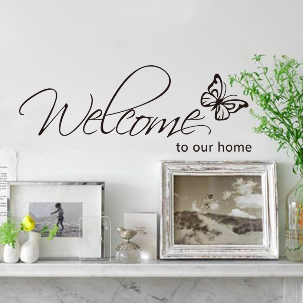 Decal dán tường dán cửa kính chữ WELCOME TO OUR HOME sang trọng