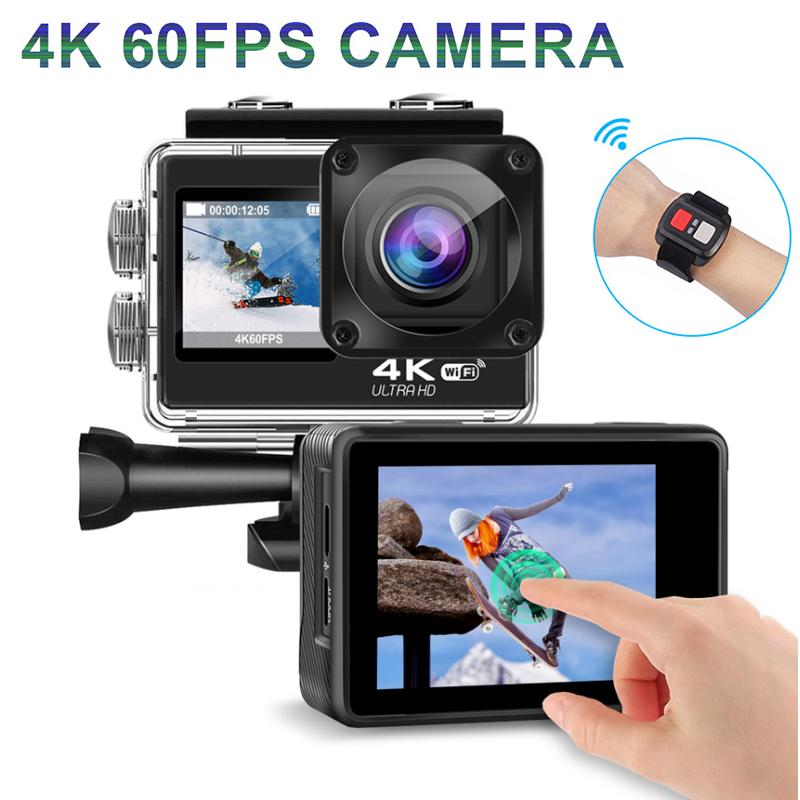Camera hành động 4K 60FPS Camera 24MP 2.0 LCD cảm ứng 4X EIS Màn hình kép Webcam WiFi Mũ bảo hiểm chống nước Thể thao Video Pro Cam Recorder