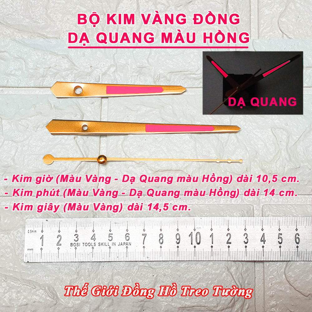 Máy Đồng Hồ KIM TRÔI EASTAR Độ Chính Xác Cao – Bộ Kim Đao Thân Kim màu VÀNG ĐỒNG có DẠ QUANG màu HỒNG – Kèm theo Pin Maxell.