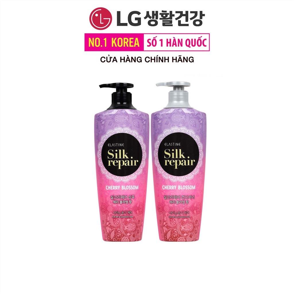 Bộ đôi gội xả chăm sóc và nuôi dưỡng tóc Elastine Silk Repair - Hương Hoa Anh Đào