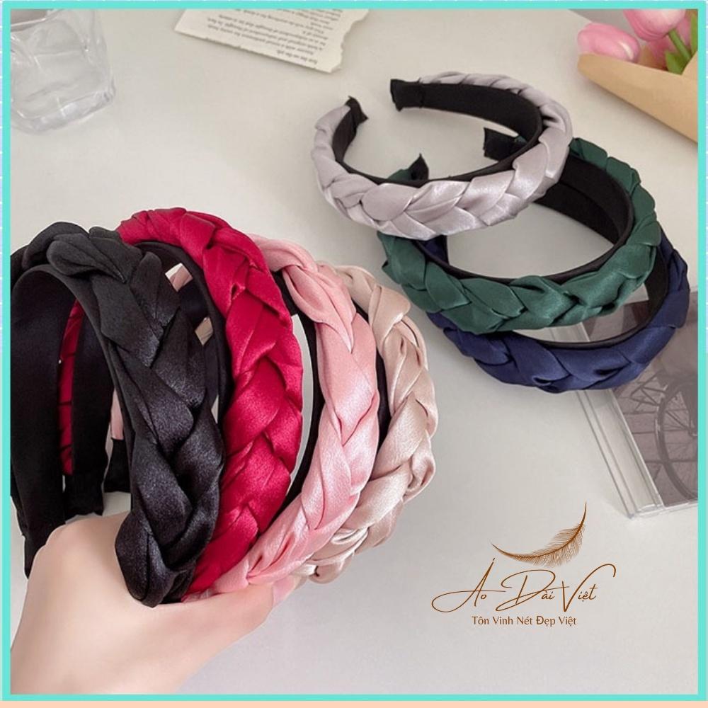 Băng đô, bờm tóc vải lụa satin băng đô thắt bím Handmade Thời Trang trẻ.