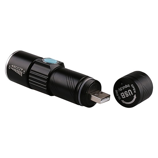 Đèn Pin Gắn Phía Trước Cho Xe Đạp Siêu Sáng Q5 Phóng Zoom To, Nhỏ Có Sạc Điện USB Chống Nước (kèm Chân Đế Gắn Đèn Pha) Giúp Đạp Xe Ban Đêm Mai Lee