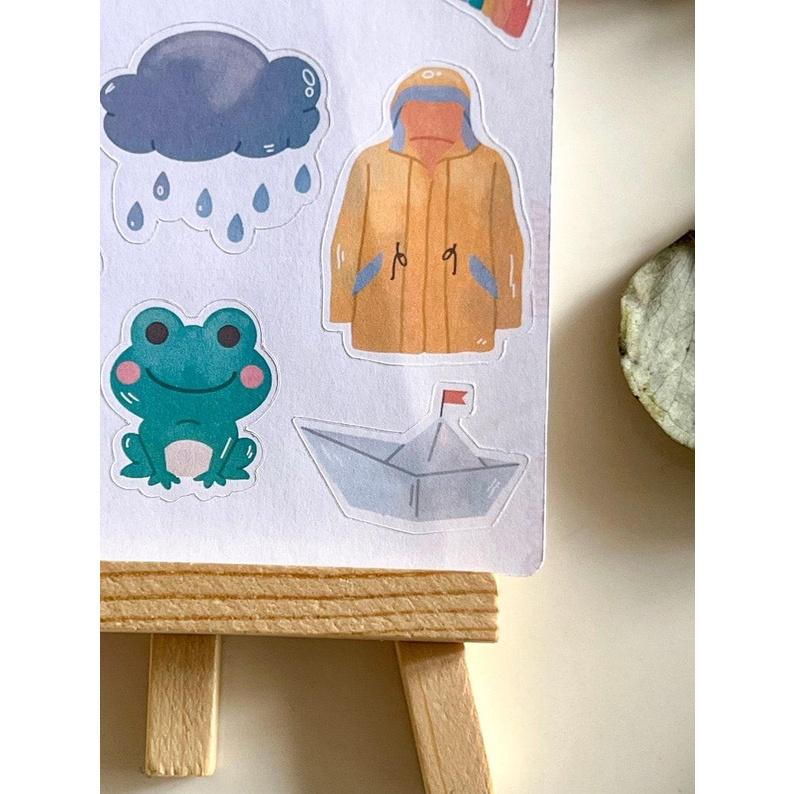 Sticker tự thiết kế - sticker sheet rainy day - hình dán sổ, nhật kí bullet journal - unim035