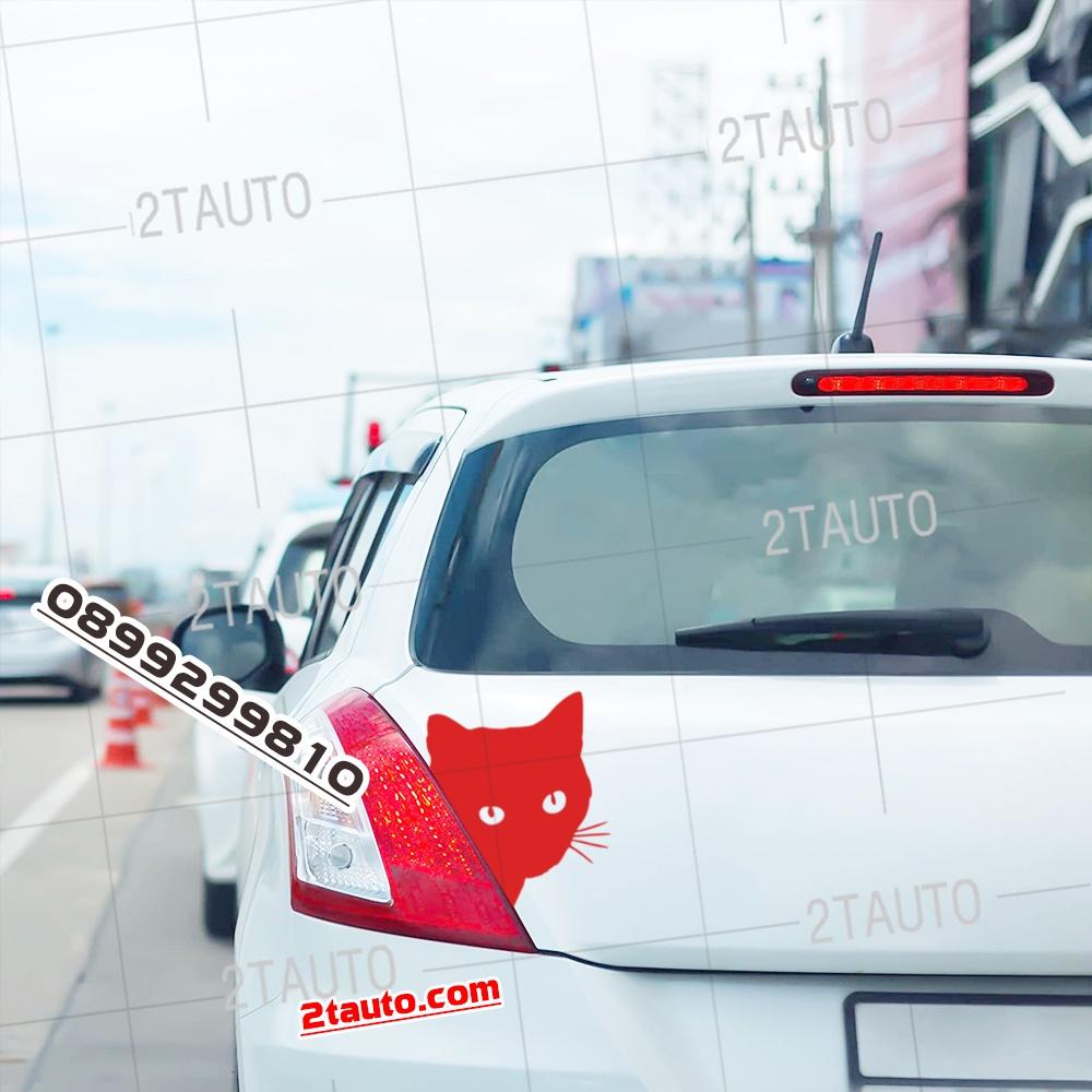 Tem decal HÌNH CON MÈO dán xe nhiều kích thước, chống thấm nước, logo CHÚ MÈO dán trang trí ô tô xe hơi - MẪU 2