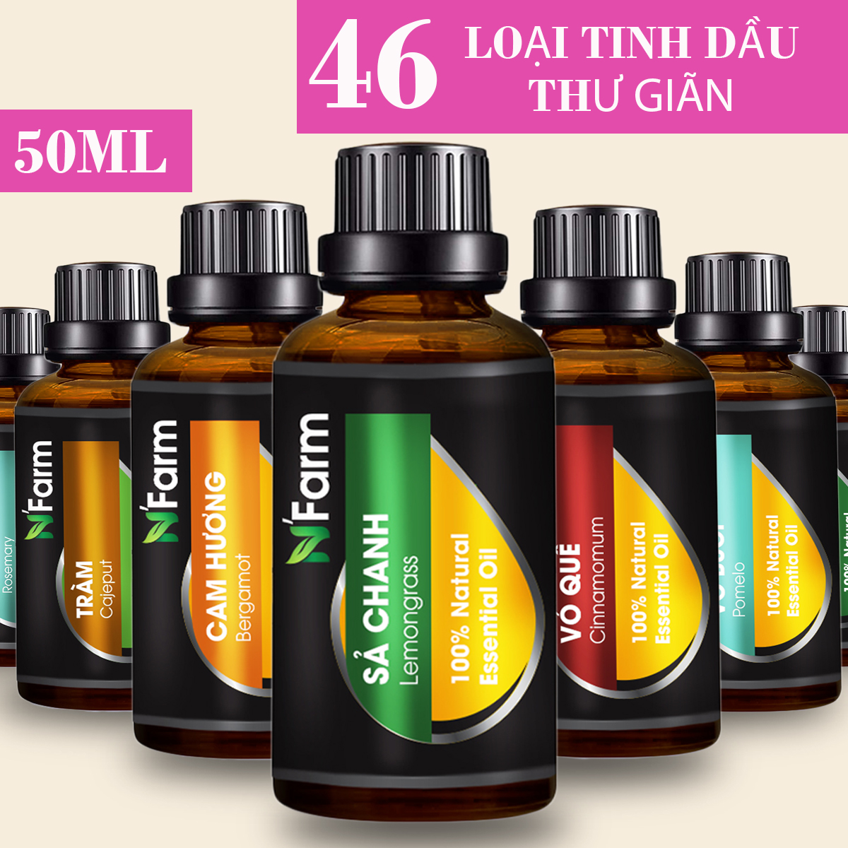 Tinh Dầu Xông Phòng Nguyên Chất NFARM 50ML, Nhiều Mùi Hương / Sử Dụng Với Máy Xông Tinh Dầu Giúp Thơm Phòng, Thư Giãn Đuổi Muỗi, Tốt Cho Sức Khỏe