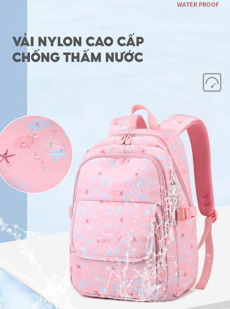 Balo học sinh nữ đi học cấp 2 màu pastel thời trang ulzzang hàn vải chống nước đựng vừa laptop 9438