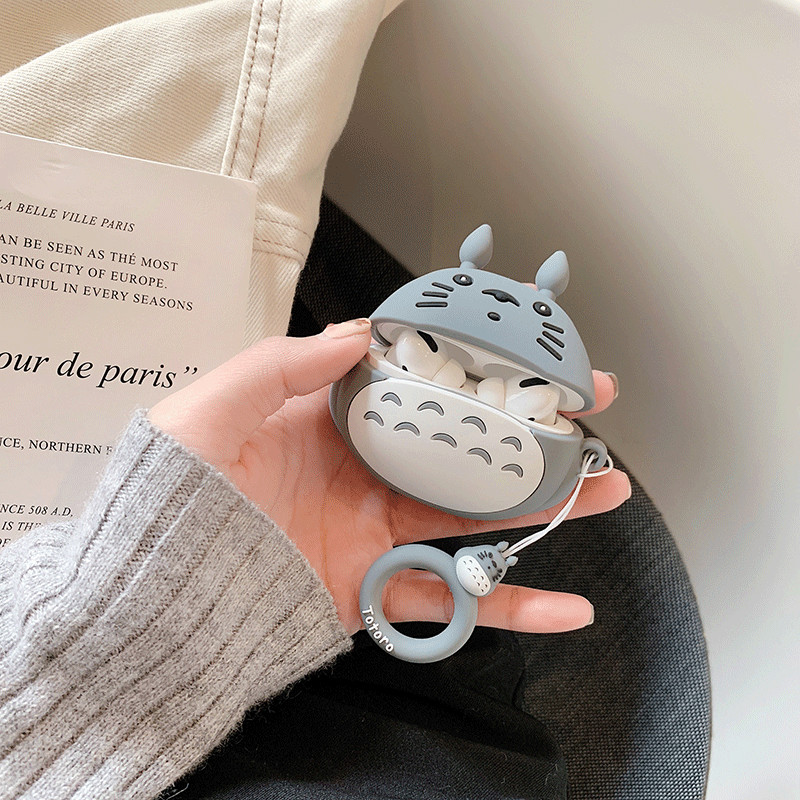 Hộp bảo vệ dành cho Airpods Pro Case Totoro mặt ngơ kèm móc treo