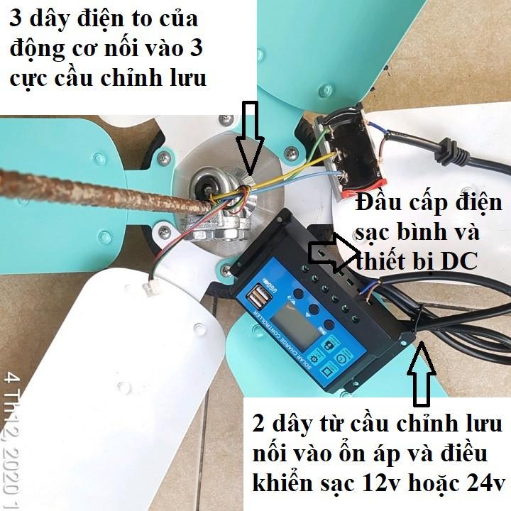 Bộ điện gió tự chế 12v-24v/300w sải cánh 1.3m