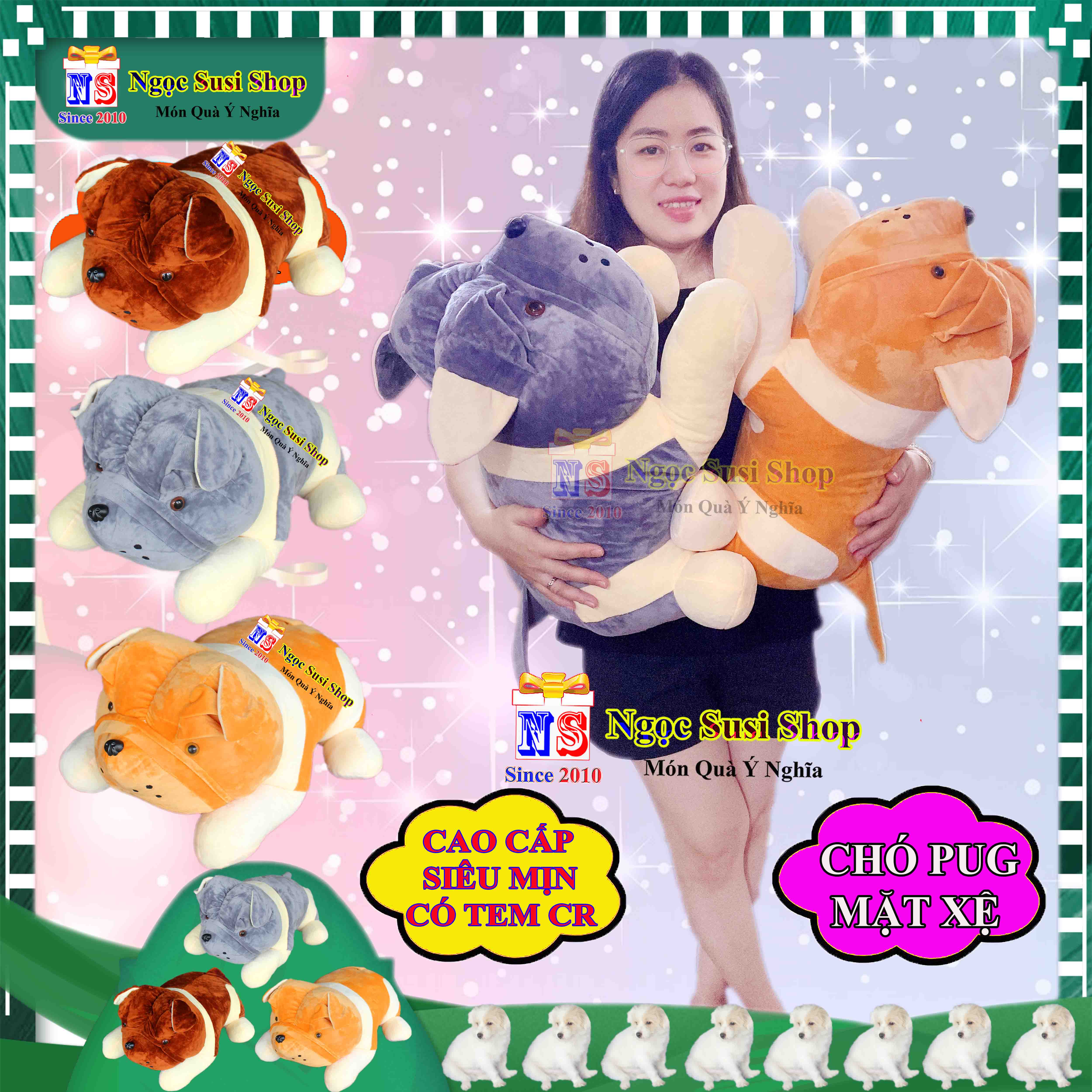GỐI ÔM THÚ BÔNG CON CHÓ PUG MẶT XỆ SIÊU DỄ THƯƠNG CHO BÉ ÔM NGỦ - GẤU BÔNG HÌNH CON CHÓ PUG MẶT XỆ SIÊU ĐẸP