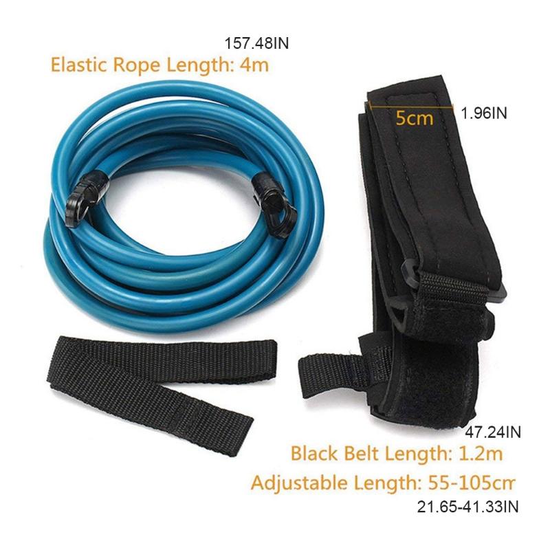 4M Tĩnh Bơi Dây Bơi Bungee Dây Dây Đeo Dành Cho Người Lớn Bơi Trẻ Em Tập Bơi Chống Cột Dây Đen/Xanh Dương/Xanh/Vàng L69F