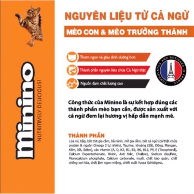 Thức ăn cho mèo Minino Tuna 1.3kg ( vị cá ngừ)