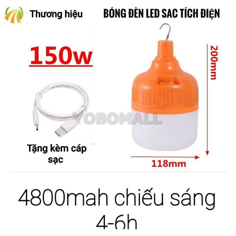 Bóng đèn led tích điện có móc treo sạc usb 150w
