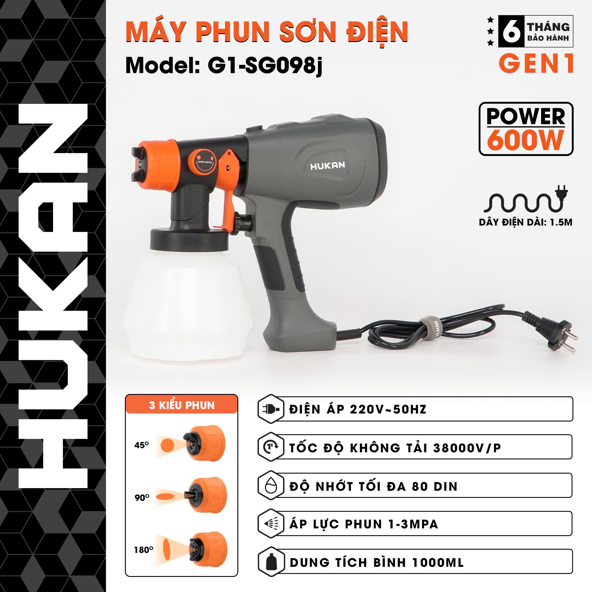 MÁY PHUN SƠN 600W G1-SG098J HUKAN -HÀNG CHÍNH HÃNG