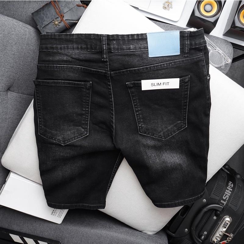 Quần short jean nam đen size đại co giãn