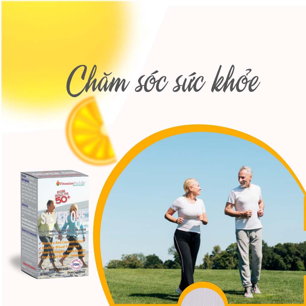 Vitamin Tổng Hợp Cho Người Già Silver One Vitamins For Life Giúp Kéo Dài Tuổi Thọ (Hộp 60 Viên)