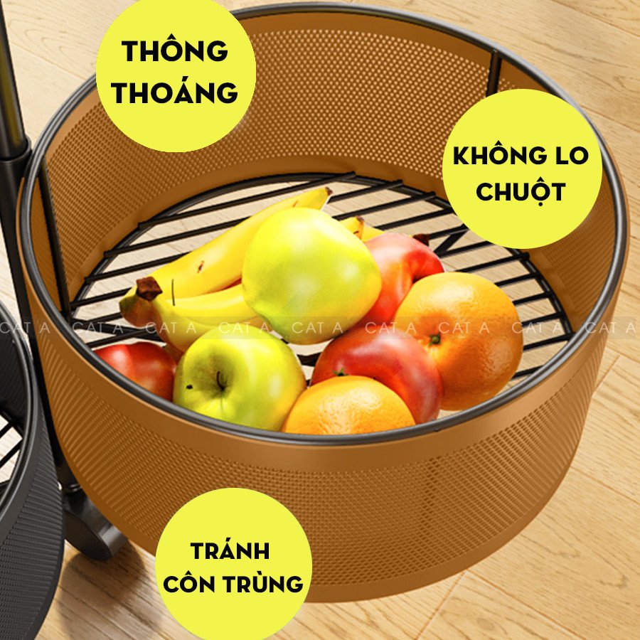 Kệ tròn đựng rau củ quả và đồ gia dụng, di chuyển xoay 360*, dễ dàng lắp đặt, chất liệu thép không gỉ !