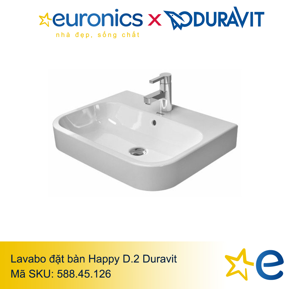 LAVABO ĐẶT BÀN HAPPY D.2 DURAVIT/588.45.126 - HÀNG CHÍNH HÃNG - GIAO HÀNG TOÀN QUỐC