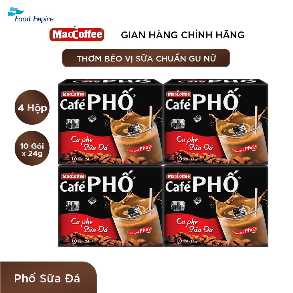 Combo 4 hộp Cà phê phố Sữa Đá - Maccoffee (hộp 10 gói x 24g)