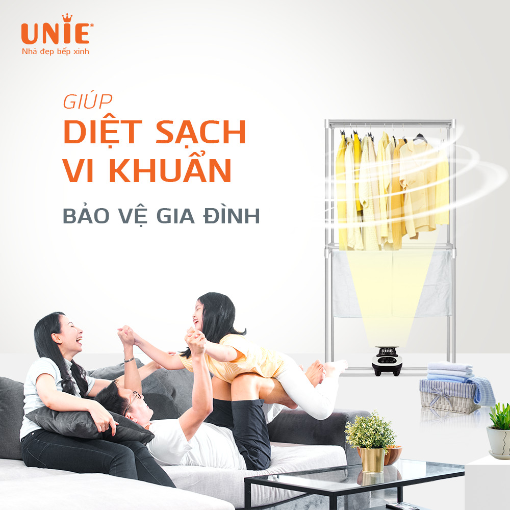 Máy Sấy, Tủ Sấy Quần Áo UNIE UE-666 Có Remote Tiêu Chuẩn Đức Công Suất 1500W - Hàng Chính Hãng