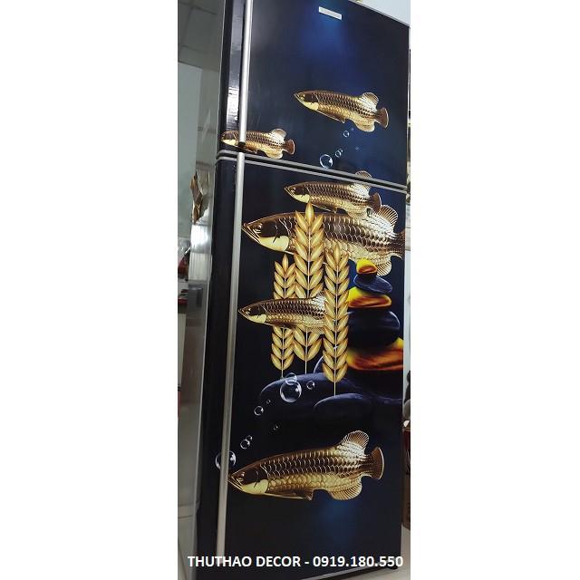 Decal dán tủ lạnh Cá Chép Rồng sang trọng chất liệu cao cấp dễ lau chùi, không bong tróc