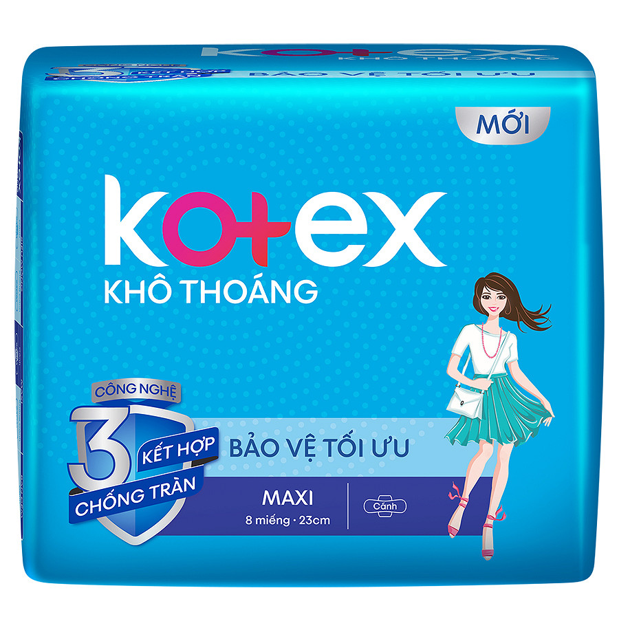 Băng Vệ Sinh Kotex Khô Thoáng Lưới Siêu Thấm - Maxi Cánh 8