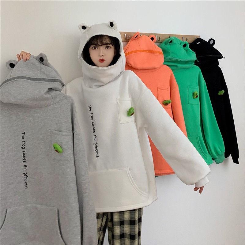 Áo Hoodie Nam và Nữ Tay Dài Có In Hình Con Ếch Thời Trang Cá Tính