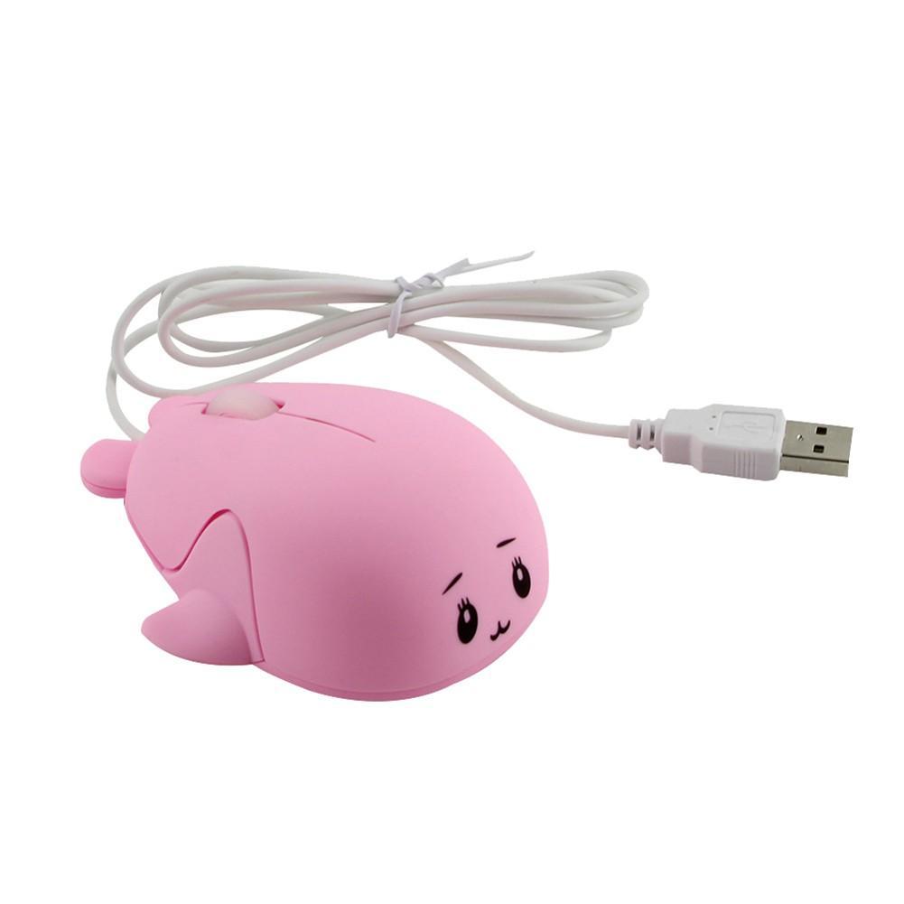 Chuột quang chơi game 1200DPI thiết kế cá voi hoạt hình dễ thương có dây cắm USB cho PC Laptop