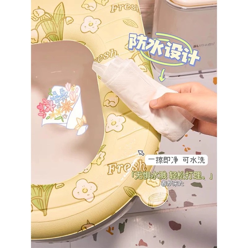 Miếng Lót Bồn Cầu Bằng Xốp Không Thấm Nước Giữ Ấm Siêu Mềm, Dễ Dàng Vệ Sinh