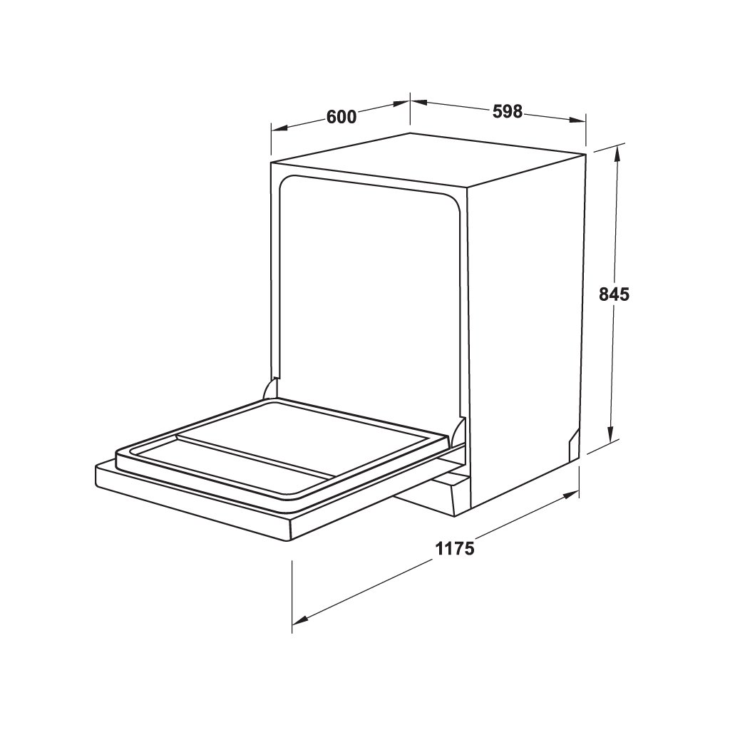 Máy rửa chén Hafele HDW-F60EB/ 538.21.310 - Sức chứa  14 bộ đồ ăn Châu Âu - Rủa nửa tải - Hàng chính hãng