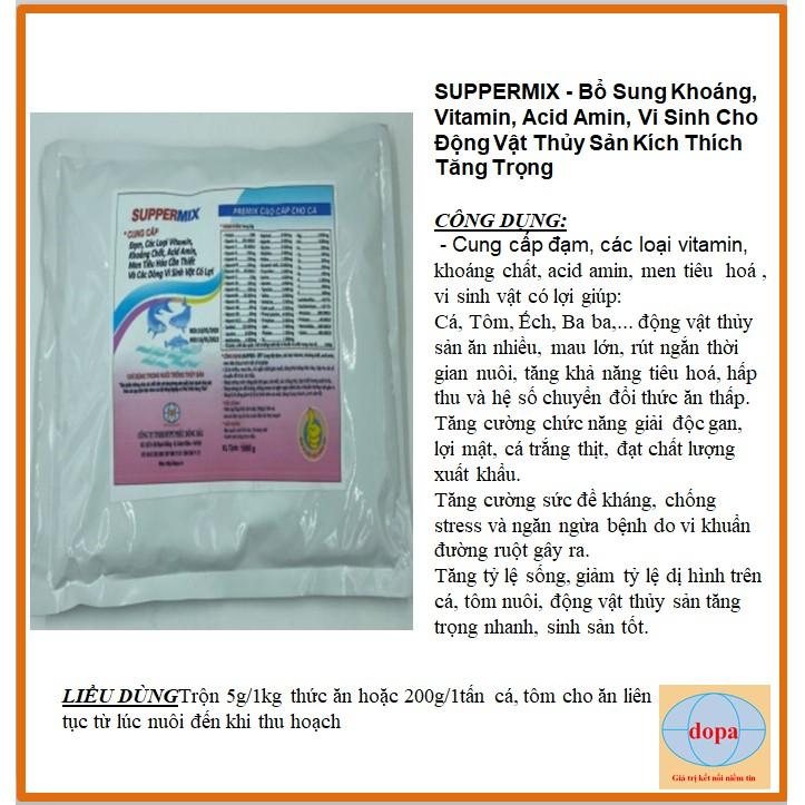 SUPPERMIX DOPA GÓI 1KG bổ sung khoáng, vitamin, acidamin, vi sinh cho động vật thủy sản DOPA.COM.VN