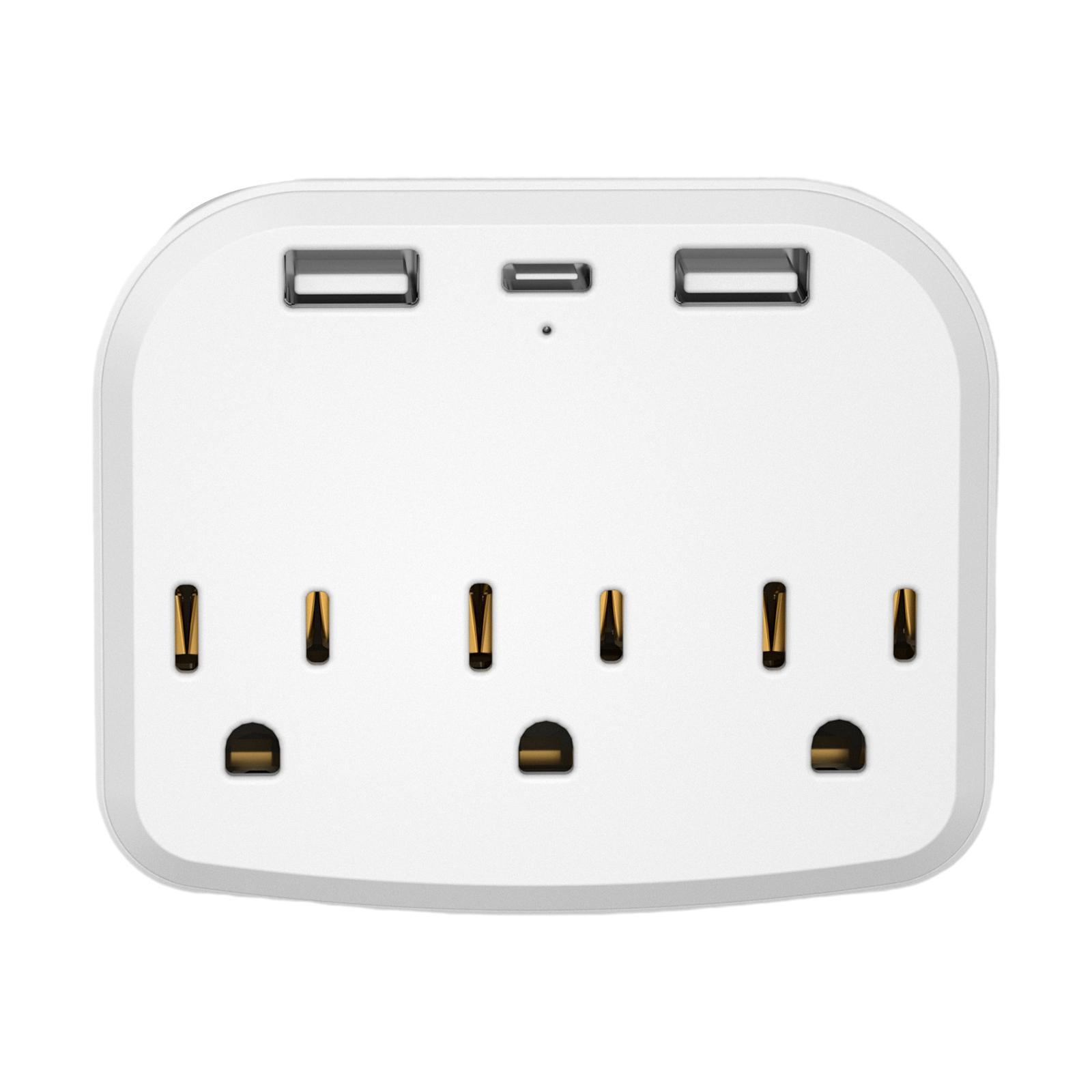 Electrical Outlet Wall Plug Multiple Ports Adapter 15A for Bedroom Desk Home