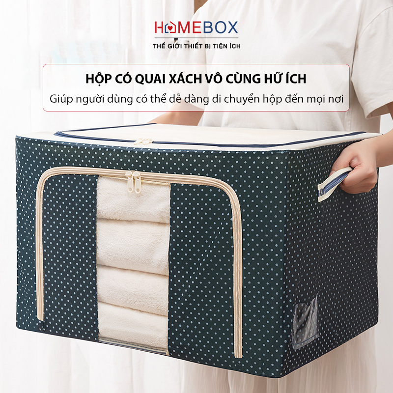 Hộp Đựng Quần Áo Chăn Màn Khung Thép Chịu Lực Có Tay Cầm 2 Bên - Túi Thùng Đựng Đồ Chơi Đồ Lót Đồ Đa Năng Chất Liệu Vải Chống Thấm Nước JYoohome - Hàng chính hãng