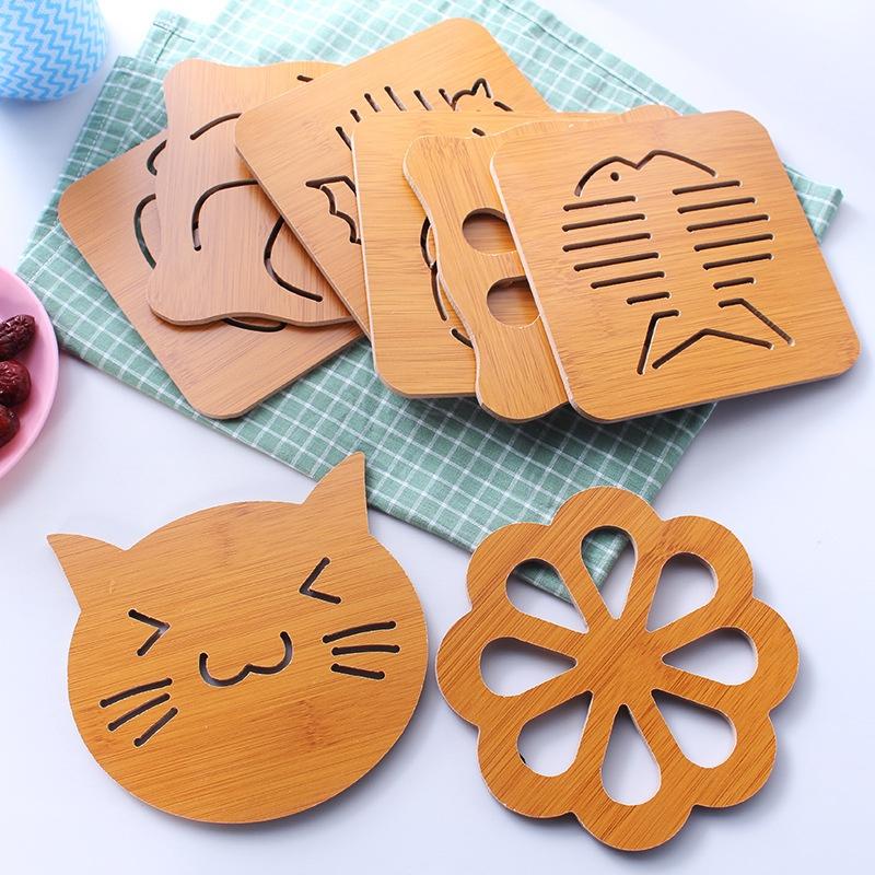 Hoạt Hình Đế Lót Nồi Bằng Gỗ Chịu Nhiệt Họa Tiết Xinh Xắn