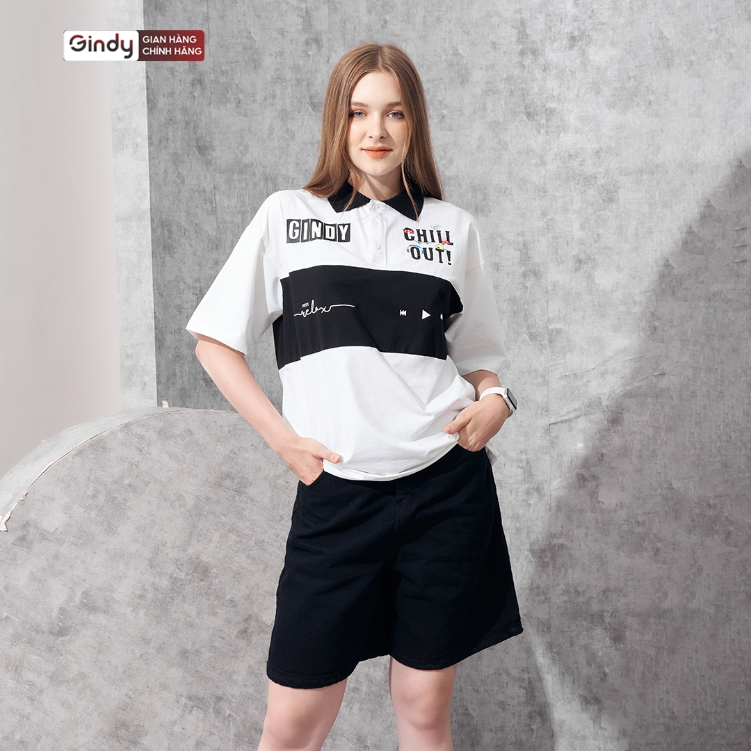 Áo thun polo nam nữ form rộng unisex GINDY phông cotton tay lỡ thời trang Hàn Quốc Local Brand A076