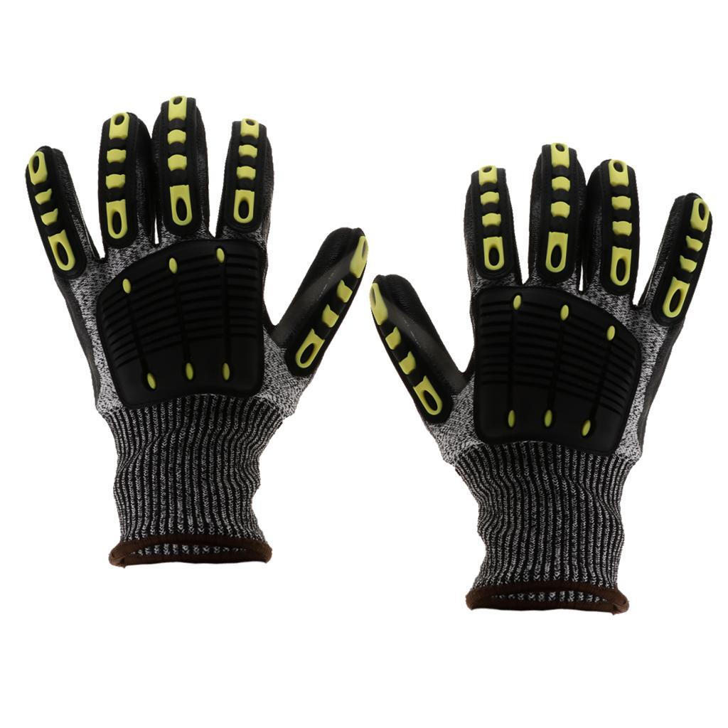 2 Pairs Cut Resistant Work Gloves Dissipates Impact Force and PU Coating Increases Slip Resistance