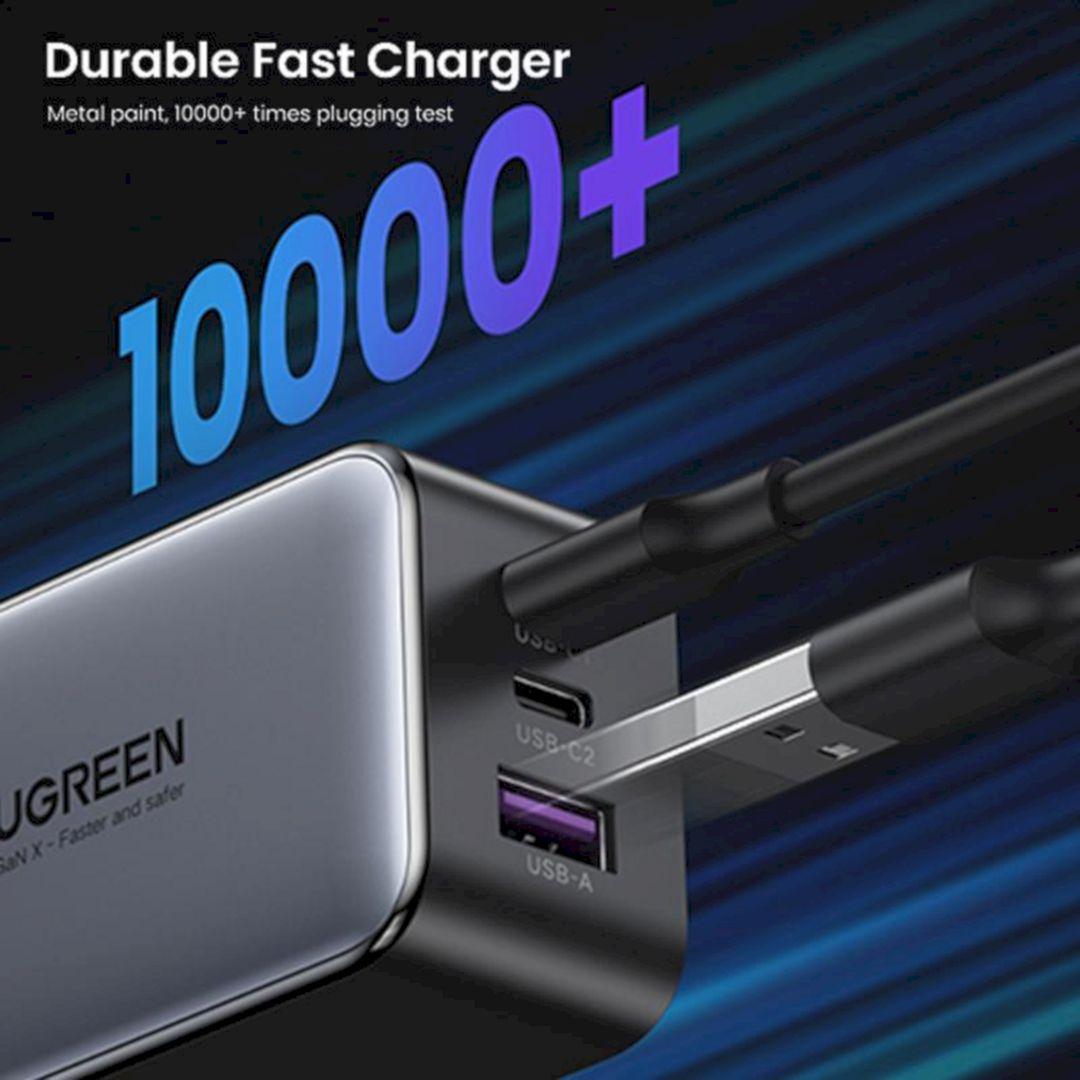 Ugreen UG10335CD244TK 65W 2Port Màu Đen Bộ sạc nhanh PD3.0 GaN sạc siêu nhanh 2 cổng USB-C chân cắm EU - HÀNG CHÍNH HÃNG