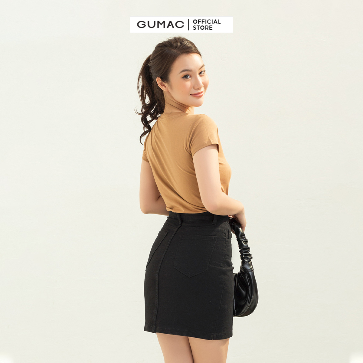 Chân váy jeans nữ GUMAC VJC03019 form A cơ bản trẻ trung