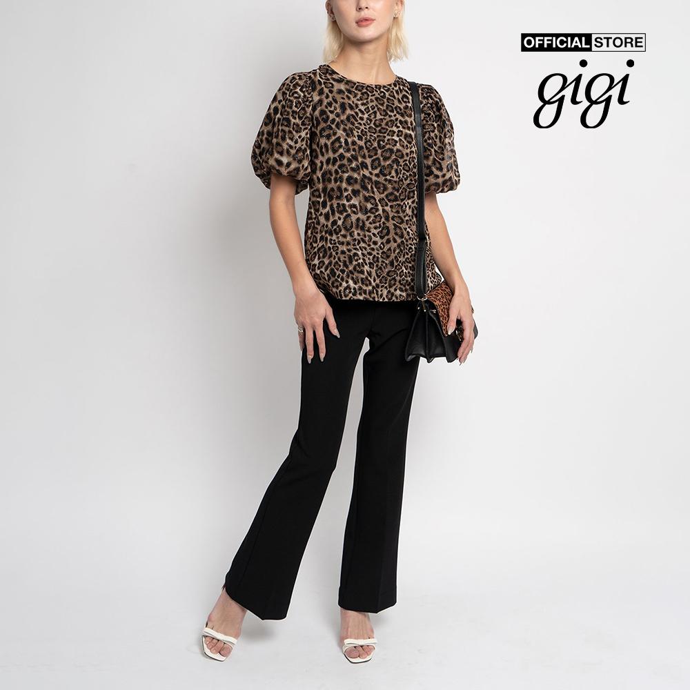 GIGI - Áo kiểu nữ tay phồng họa tiết da báo Ruffle Peplum G1110B211252