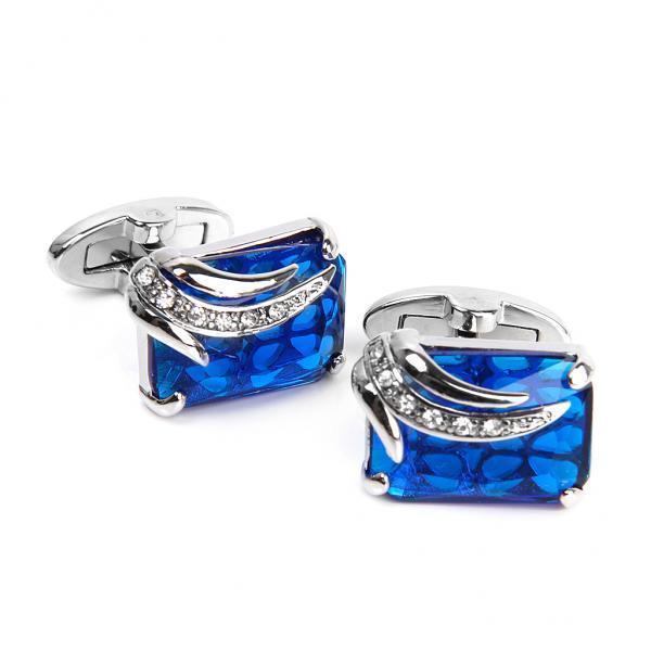 3-4pack Men's Rectangle Blue Crystal Cufflinks Shirt Cuff Links Wedding Party