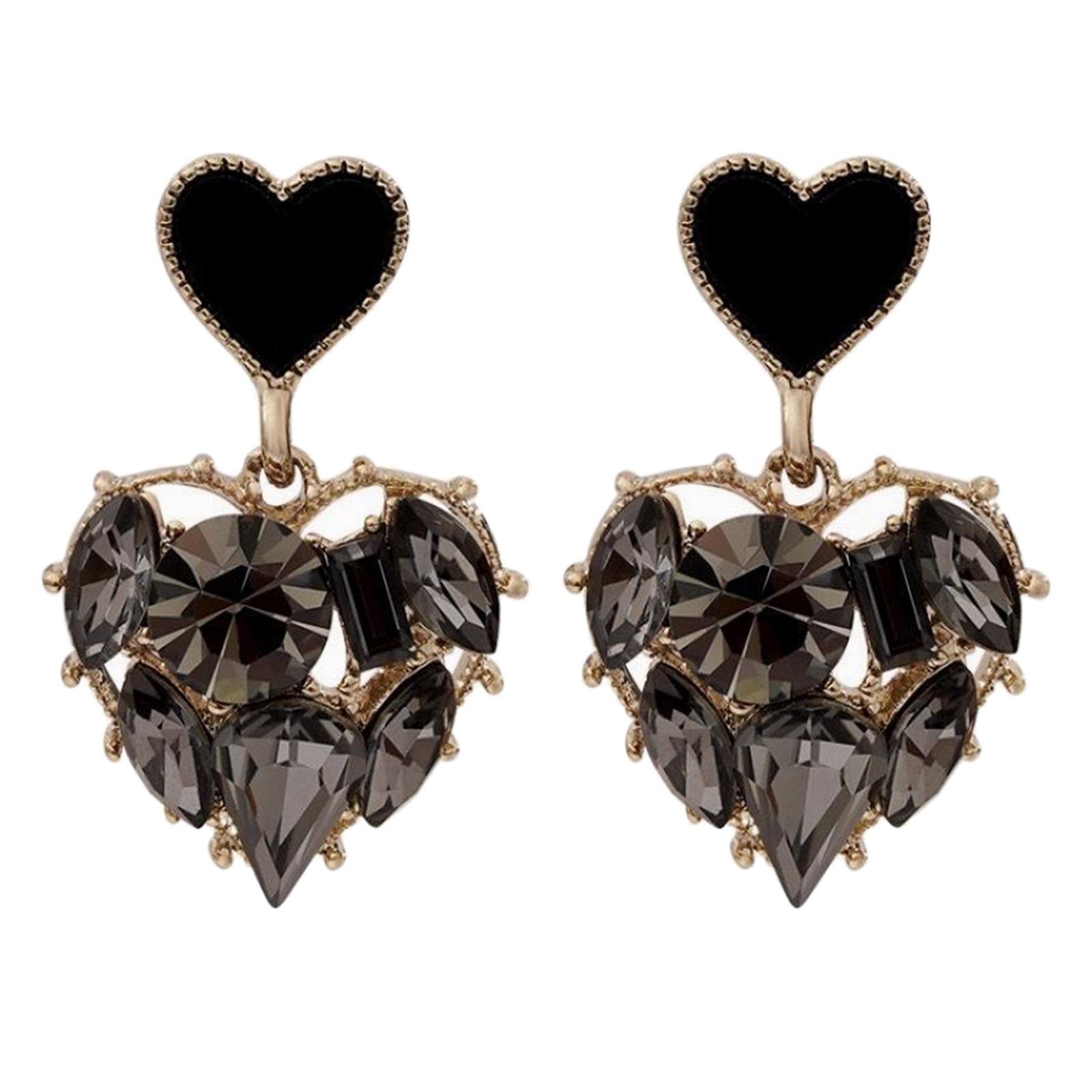 Heart Stud Earrings Rhinestone Bling Heart Stud Earrings for