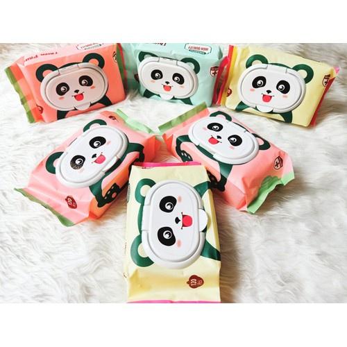 Khăn giấy ướt gói 120 tờ hình gấu không mùi - giao hình và màu ngẫu nhiên