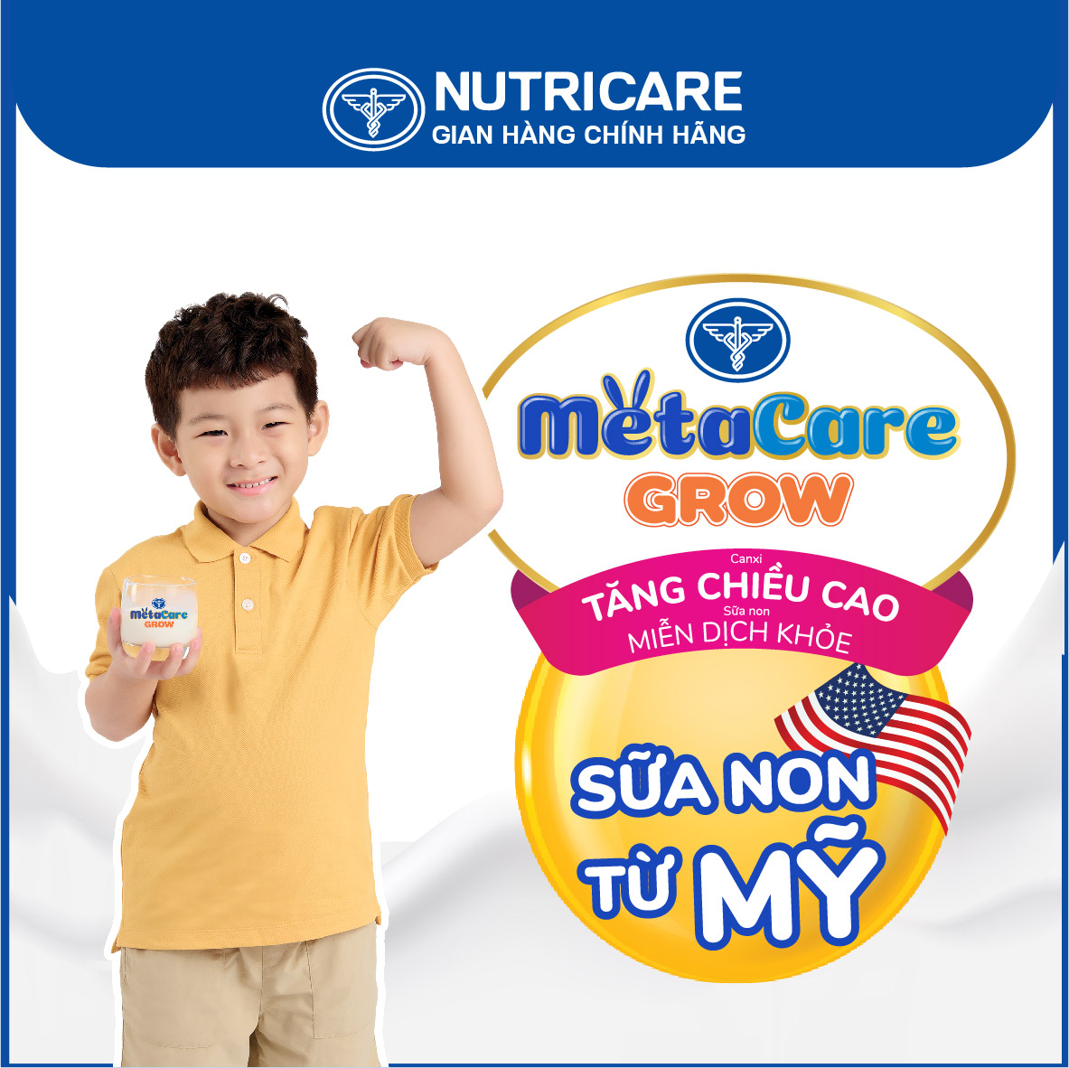 [Tặng 2 lọ yến] Sữa bột Nutricare MetaCare GROW 0+ tăng chiều cao và miễn dịch 850g