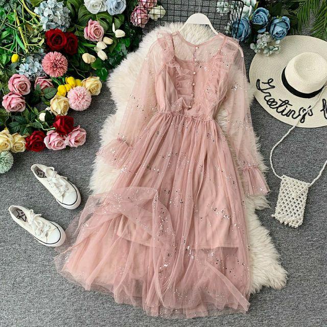 Đầm ren tiểu thư phong cách Ulzzang - Hàng có sẳn