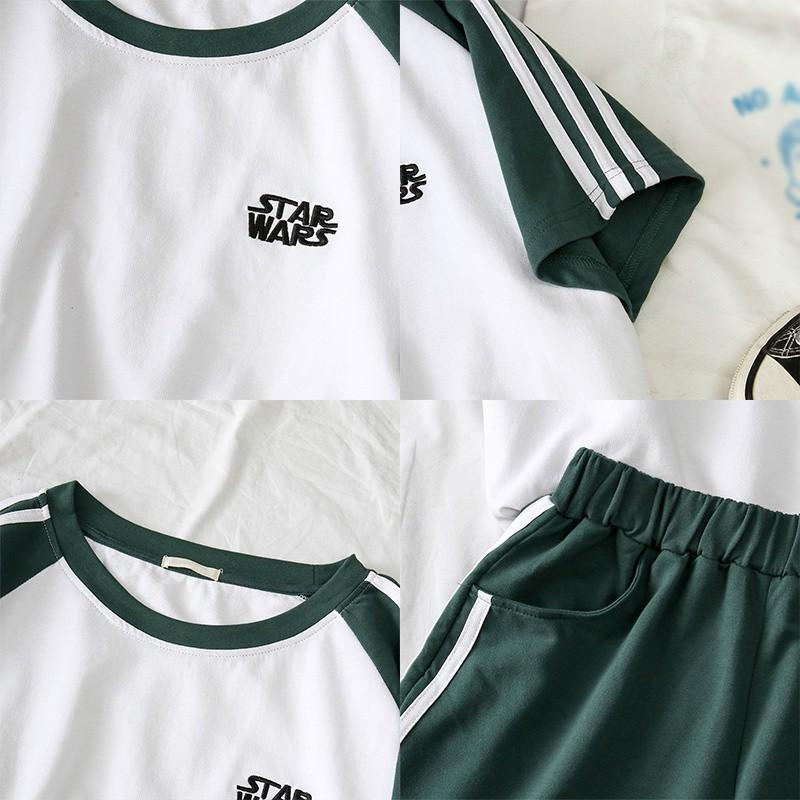 Set Áo Thun Ngắn Tay Cổ Tròn+quần Short Ống Rộng Thời Trang Nữ