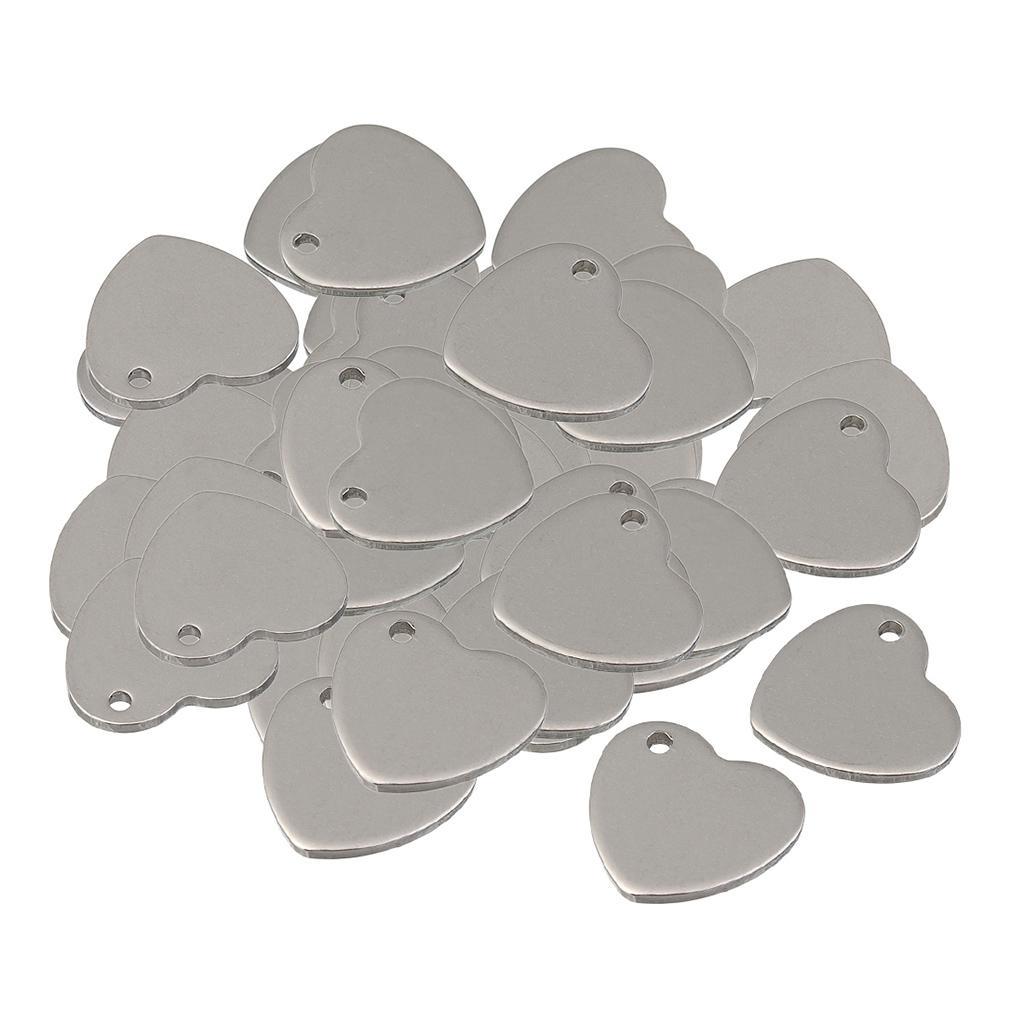 51Pcs Metal Stamping Blanks Heart Charms Pendants Tags Stamp Punch DIY Craft