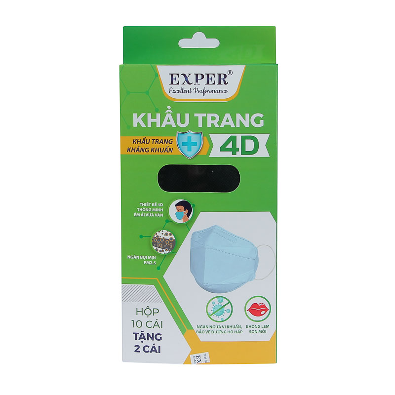 Hộp Khẩu trang 4D EXPER 10 Cái Tặng 2 Cái